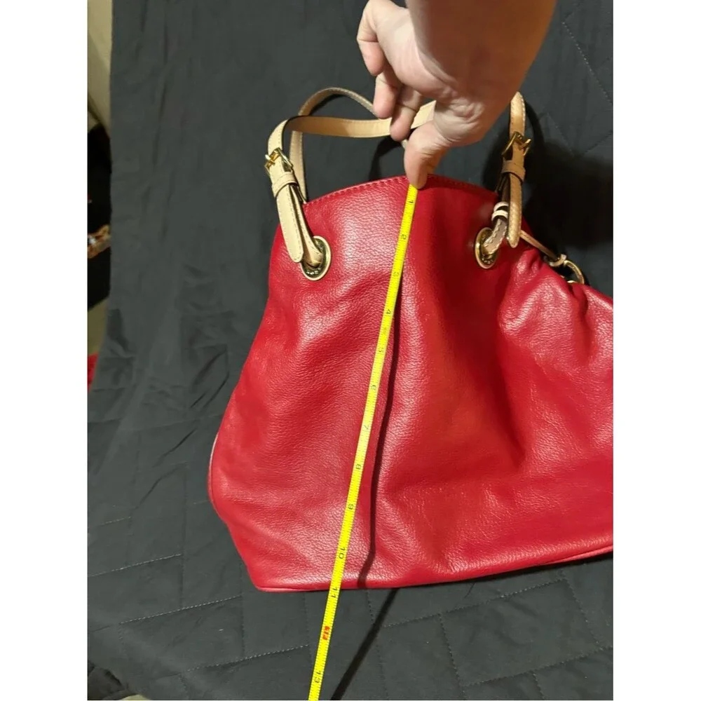 Michael Kors Red Leather Shoulder NEVER USED Flaws 👀@All Pics